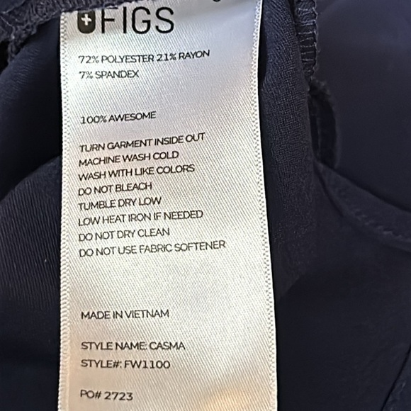 FIGS Casma Scrub Top Women's Short Sleeve V Neck Navy Blue Medical Size xs - Picture 3 of 6